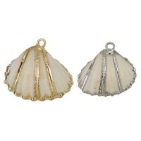 Brass Shell Pendants, with Shell, plated, fashion jewelry 22-28x20-25x7.5-9mm Approx 2mm 
