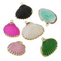 Brass Shell Pendants, with Shell, gold color plated, fashion jewelry & dyed 22-32x21-28x7.5-10mm Approx 2mm 
