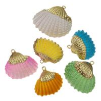 Brass Shell Pendants, with Shell, gold color plated, fashion jewelry & dyed 25-36x22-31x8-12mm Approx 2mm 