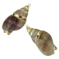 Brass Shell Pendants, with Shell, gold color plated, fashion jewelry, 18-19x34-35x15-16mm Approx 1.5mm 
