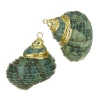 Brass Shell Pendants, with Shell, gold color plated, fashion jewelry, 23x25-27x17-18mm Approx 1.5mm 