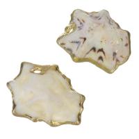 Brass Shell Pendants, with Shell, gold color plated, fashion jewelry, 14- Approx 1.5mm 