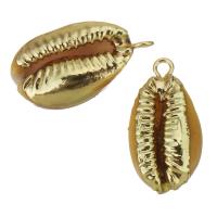 Brass Shell Pendants, with Shell, gold color plated, fashion jewelry, 12-13x23-25x9-10mm Approx 2mm 