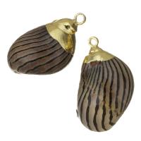 Brass Shell Pendants, with Shell, gold color plated, fashion jewelry, 13- 11-12mm Approx 1.5mm 