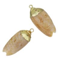 Pendentifs de coquille en laiton, avec coquille, Placage de couleur d'or, bijoux de mode, 9.5-10.5x22- Environ 1.5mm, Vendu par PC