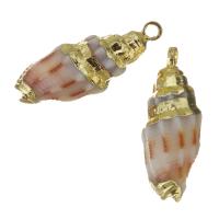 Brass Shell Pendants, with Shell, gold color plated, fashion jewelry, 6.5-7x18-18.5x6.5-7mm Approx 1.5mm 
