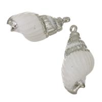 Brass Shell Pendants, with Shell, silver color plated, fashion jewelry, 9.5-11x18-21x8-9mm Approx 1.5mm 