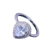 Cubic Zirconia Micro Pave Brass Finger Ring, with Crystal, silver color plated & micro pave cubic zirconia & for woman 