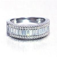Rhinestone Brass Finger Ring, silver color plated & for woman & with rhinestone, 6.5mm 