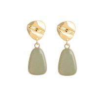 Enamel Zinc Alloy Drop Earring, gold color plated, for woman, 40*14mm 