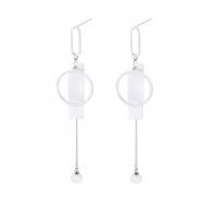 Brass Drop Earring, with Plastic Pearl, silver color plated, fashion jewelry & for woman, white, 84*19mm 