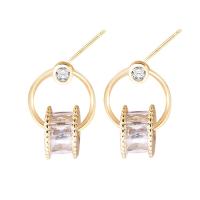 Rhinestone Brass Drop Earring, gold color plated, fashion jewelry & for woman & with rhinestone, 14*11mm 