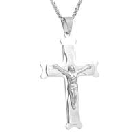 Refine Stainless Steel Jewelry Sets, Crucifix Cross, plated, fashion jewelry & for man, silver color 