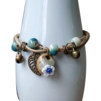 Porcelain Bracelets, with Wax Cord & Zinc Alloy, antique bronze color plated, adjustable & for woman Approx 7.5 Inch 