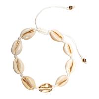 Shell Anklet, with Nylon Cord & Zinc Alloy, with 7cm extender chain, gold color plated, adjustable & for woman, white Approx 14.1 Inch 