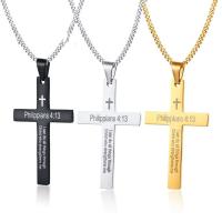Zinc Alloy Sweater Chain Necklace, Cross, plated, Unisex & twist oval chain & with letter pattern 30*50mm Approx 23.6 Inch 