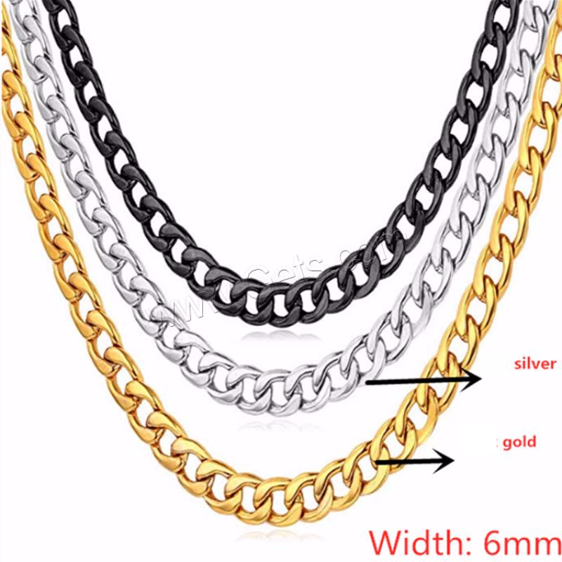 Iron Chain Necklace, plated, Unisex & different size for choice & curb chain, more colors for choice, 6mm, Sold By Strand