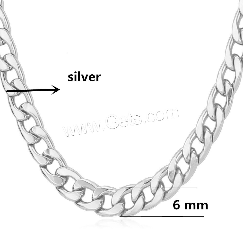 Iron Chain Necklace, plated, Unisex & different size for choice & curb chain, more colors for choice, 6mm, Sold By Strand