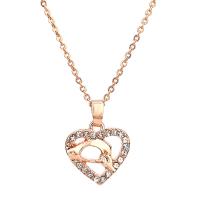Rhinestone Brass Necklace, with 6cm extender chain, rose gold color plated, oval chain & for woman & with rhinestone, 20mm Approx 15.7 Inch 