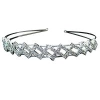 Hair Bands, Zinc Alloy, with Plastic Pearl, silver color plated & for woman & with rhinestone, 15mm 