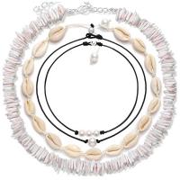 Shell Jewelry Sets, with ABS Plastic Pearl & Cotton Cord & for woman & enamel Approx 17.72 Inch, Approx 16.94 Inch, Approx 15.75 Inch, Approx 6.30 Inch 
