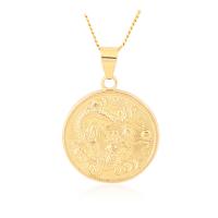 Brass Necklace, Flat Round, gold color plated, French Rope Chain & fashion jewelry & for man Approx 19.69 Inch 