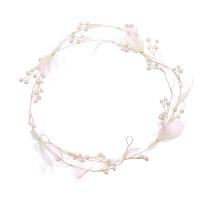 Bridal Hair Band, Zinc Alloy, with ABS Plastic Pearl & Cloth, gold color plated, fashion jewelry & for woman, 640mm 