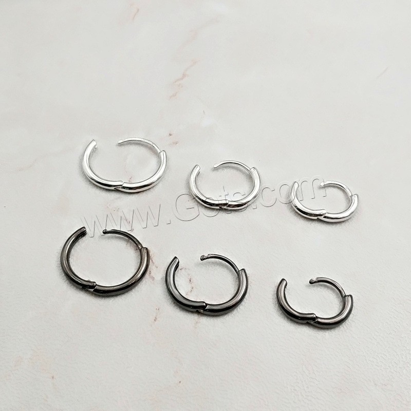 Sterling Silver Huggie Hoop Earring, 925 Sterling Silver, sterling silver hoop earring, Donut, plated, Unisex & different size for choice, more colors for choice, Sold By Pair