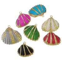 Brass Shell Pendants, with Shell, gold color plated, fashion jewelry & dyed 23-31x21-28x8-11mm Approx 12mm 
