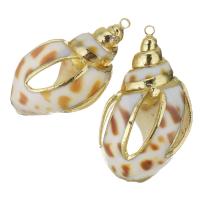 Brass Shell Pendants, with Shell, gold color plated, fashion jewelry, 18-20x32-34x16-17mm Approx 1.5mm 