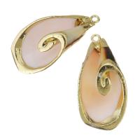 Brass Shell Pendants, with Shell, gold color plated, fashion jewelry, 18-19x38-39x10-12mm Approx 2mm 