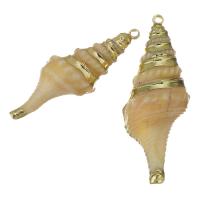 Brass Shell Pendants, with Shell, gold color plated, fashion jewelry, 11.5-14x32-35x10-13mm Approx 1.5mm 