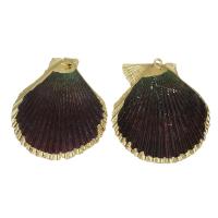 Brass Shell Pendants, with Shell, gold color plated, fashion jewelry, 40x43-45x6-7mm Approx 2mm 
