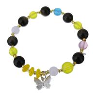 Stone Powder Bracelet, with Glass Beads & Nylon Cord, Butterfly, synthetic, fashion jewelry & charm bracelet & for woman  Approx 7 Inch 