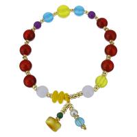 Stone Powder Bracelet, with Glass Beads & Nylon Cord, synthetic, fashion jewelry & for woman  Approx 7 Inch 