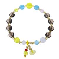 Stone Powder Bracelet, with Glass Beads & Nylon Cord, synthetic, fashion jewelry & for woman  Approx 7 Inch 