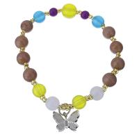 Poudre de pierre bracelet, avec Des billes de verre & corde en nylon, papillon, synthétique, bijoux de mode & bracelet à breloques & pour femme  Environ 7 pouce, Vendu par brin