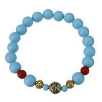 Poudre de pierre bracelet, avec acier inoxydable, synthétique, bijoux de mode & unisexe, bleu   Environ 7 pouce, Vendu par brin