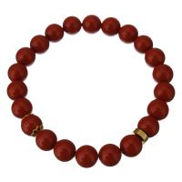 Poudre de pierre bracelet, synthétique, bijoux de mode & unisexe, rouge  Environ 7 pouce, Vendu par brin
