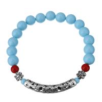 Stone Powder Bracelet, with Stainless Steel, synthetic, fashion jewelry & Unisex, blue  Approx 7 Inch 