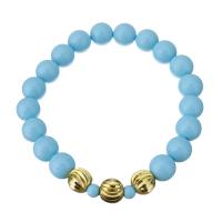 Poudre de pierre bracelet, avec acier inoxydable, synthétique, bijoux de mode & unisexe, bleu  Environ 7 pouce, Vendu par brin