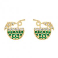 Rhinestone Brass Stud Earring, gold color plated, fashion jewelry & for woman & with rhinestone, 14*12mm 