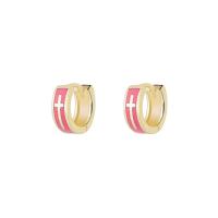 Brass Huggie Hoop Earring, gold color plated, fashion jewelry & for woman & enamel, 14*12mm 