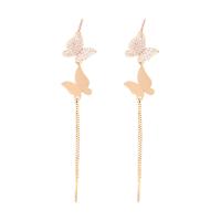 Cubic Zirconia Micro Pave Brass Earring, Butterfly, rose gold color plated, micro pave cubic zirconia & for woman, 65mm 