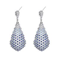 Cubic Zirconia Micro Pave Brass Earring, silver color plated, fashion jewelry & micro pave cubic zirconia & for woman, 53*20mm 