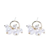 Brass Drop Earring, with Plastic Pearl, gold color plated, fashion jewelry & for woman, 20*13mm 