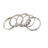 Zinc Set anillo de aleación, aleación de zinc, anillo de dedo, chapado en color de plata, 5 piezas & Joyería & unisexo, 2*20mm, 2Setsset/Bolsa, Vendido por Bolsa