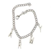 Fashion Zinc Alloy Bracelets, Alphabet Letter, silver color plated, fashion jewelry & Unisex & oval chain, 200mm 