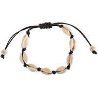 Shell Anklet, with PU Leather Cord, with 50mm extender chain, elastic & for woman 200mm 