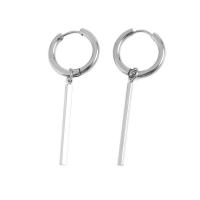Titanium Steel Huggie Hoop Drop Earring, silver color plated, fashion jewelry & Unisex nickel, lead & cadmium free, 30mm 
